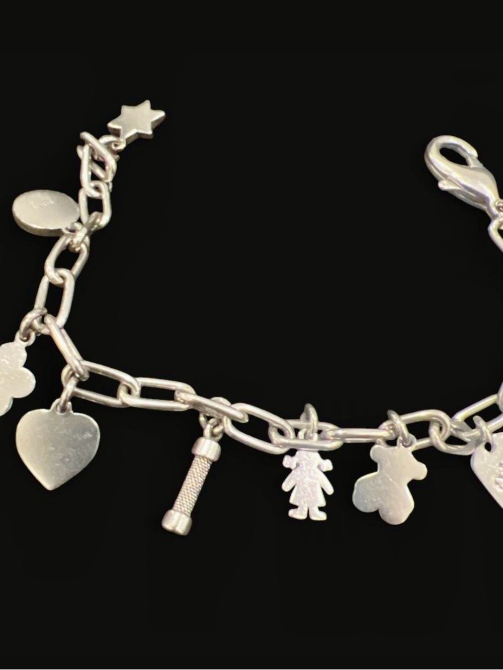 Tous Silver-tone Charm Bracelet with Heart, Star & Teddy Charms